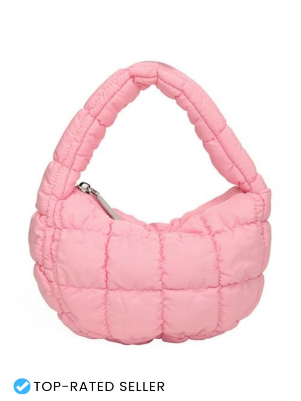 Mini Quilted Puffer Bag Crescent Wristlet Satchel Y2K Purse